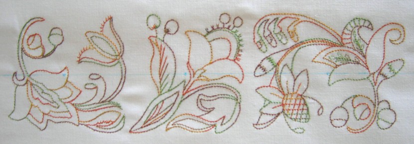 Redwork Triple Crewel Border